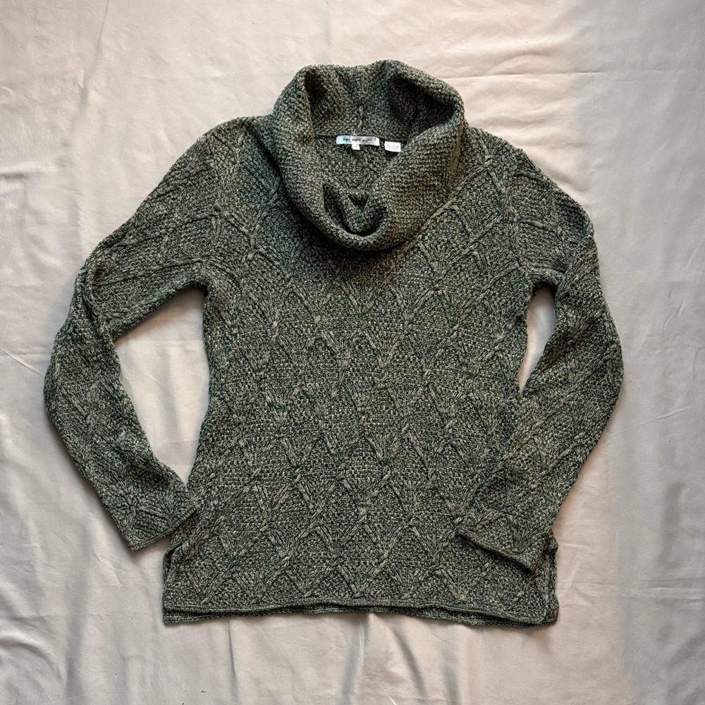 eight eight eight Green Cotton Cowl Neck Textured Sweater Women’s M